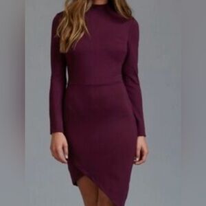NWOT-DYNAMITE Sz.S mock neck/long sleeve bodycon dress, Cranberry Color,Soft